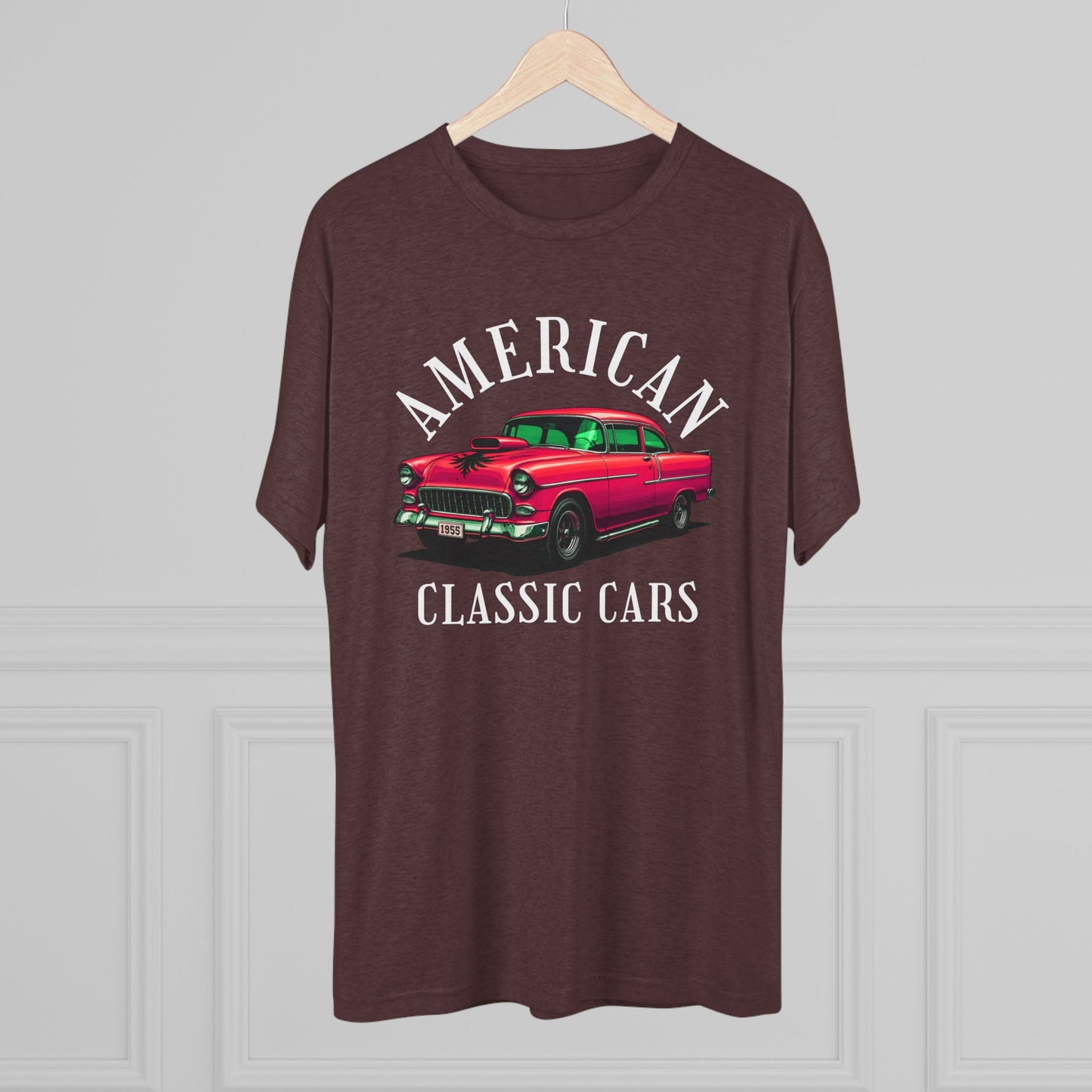 American Classic Cars 55 Chevy Unisex Tri-Blend Crew Tee.