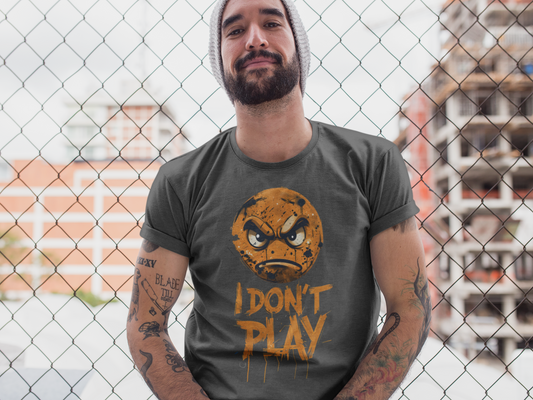 I Don't Play Angry Emoji Graphic T-Shirt, Fun Casual Wear, Gift for Gamers, Birthday Present, Statement Tee, Unisex Softstyle Shirt