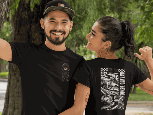 Tuner Outlaw Cool Graphic T-Shirt. db Mascot in the front - GTR In the Back.