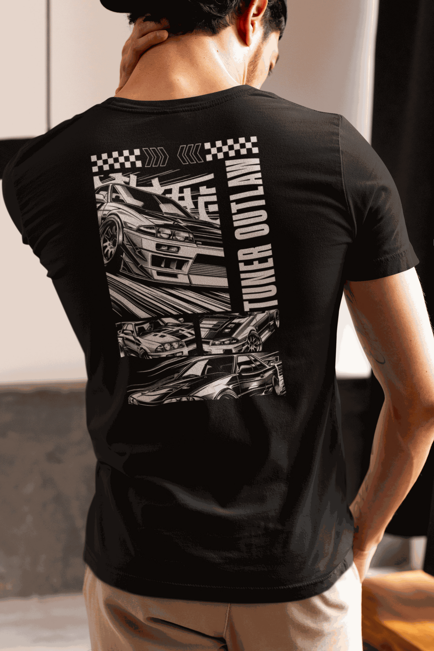 Tuner Outlaw Cool Graphic T-Shirt. db Mascot in the front - GTR In the Back.