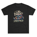 Vintage Classic Street Rod Tee with retro hot rod car graphic and flame accents on soft tri-blend fabric