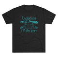 Classic muscle car graphic on a lightweight tri-blend charcoal t-shirt with muted teal vintage car illustration