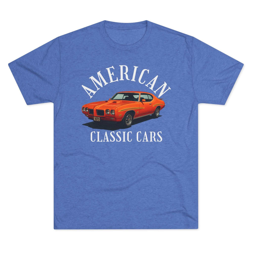 American Classic Cars 70 GTO unisex tri-blend crew neck t-shirt for vintage car enthusiasts
