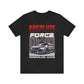 Black adrenaline junkie graphic tee with car and Absolute Force text design
