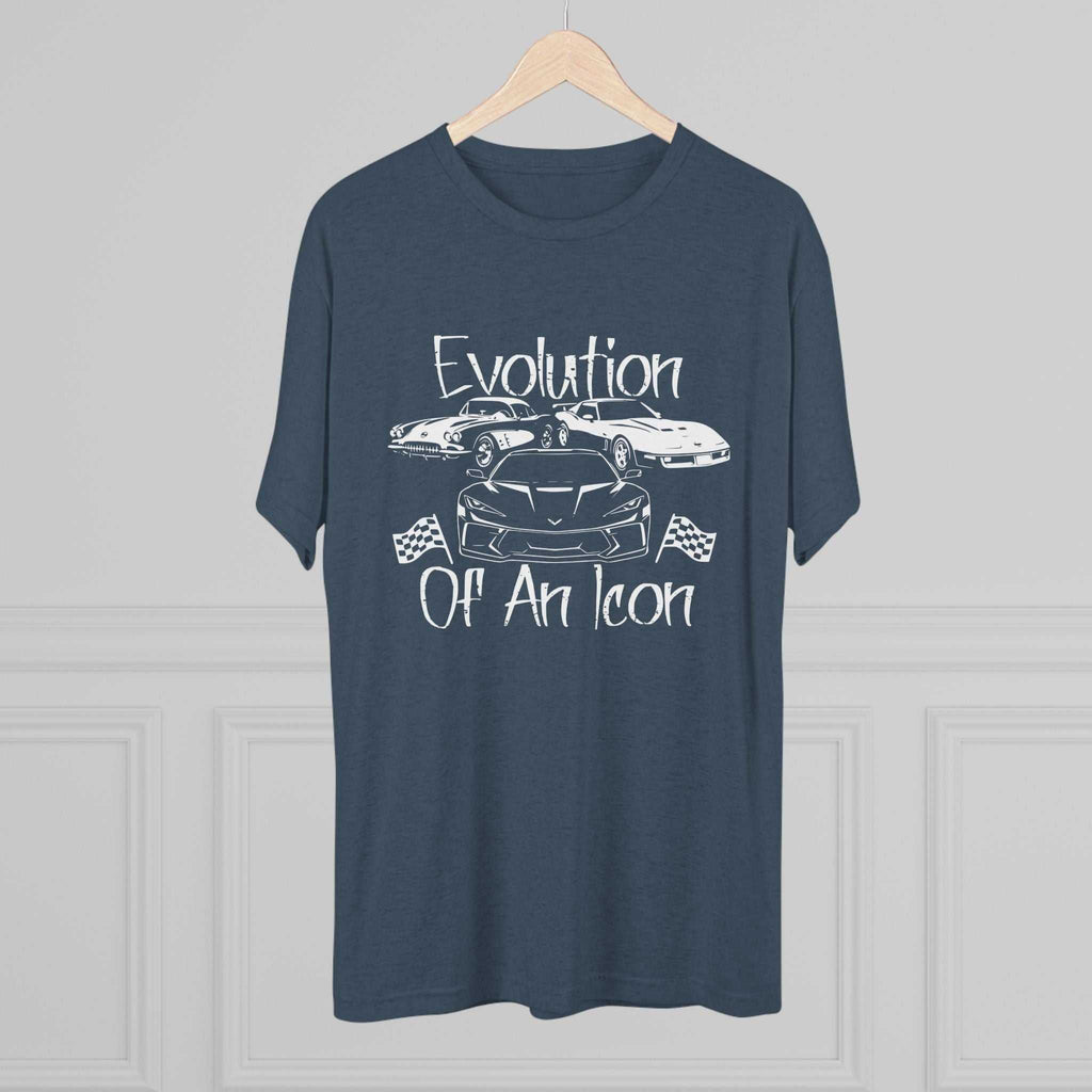 Classic muscle car graphic on lightweight tri-blend charcoal t-shirt with muted teal vintage car illustration