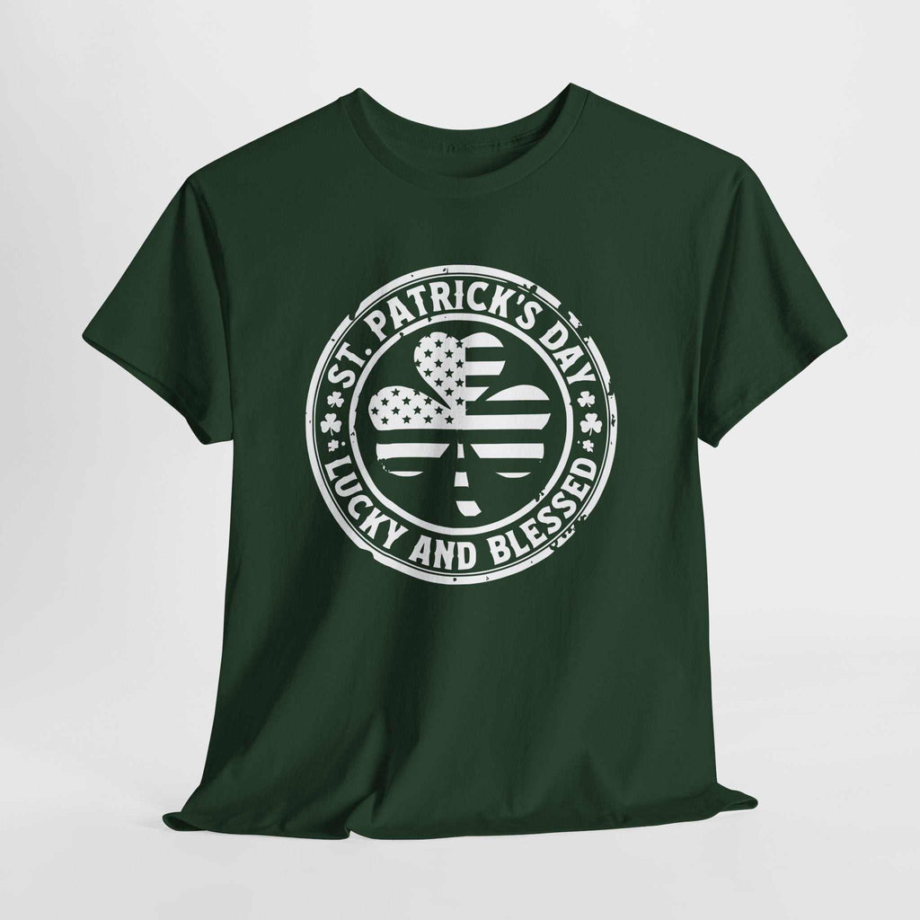 St. Patrick's Day lucky and blessed shamrock vintage tee in soft cotton