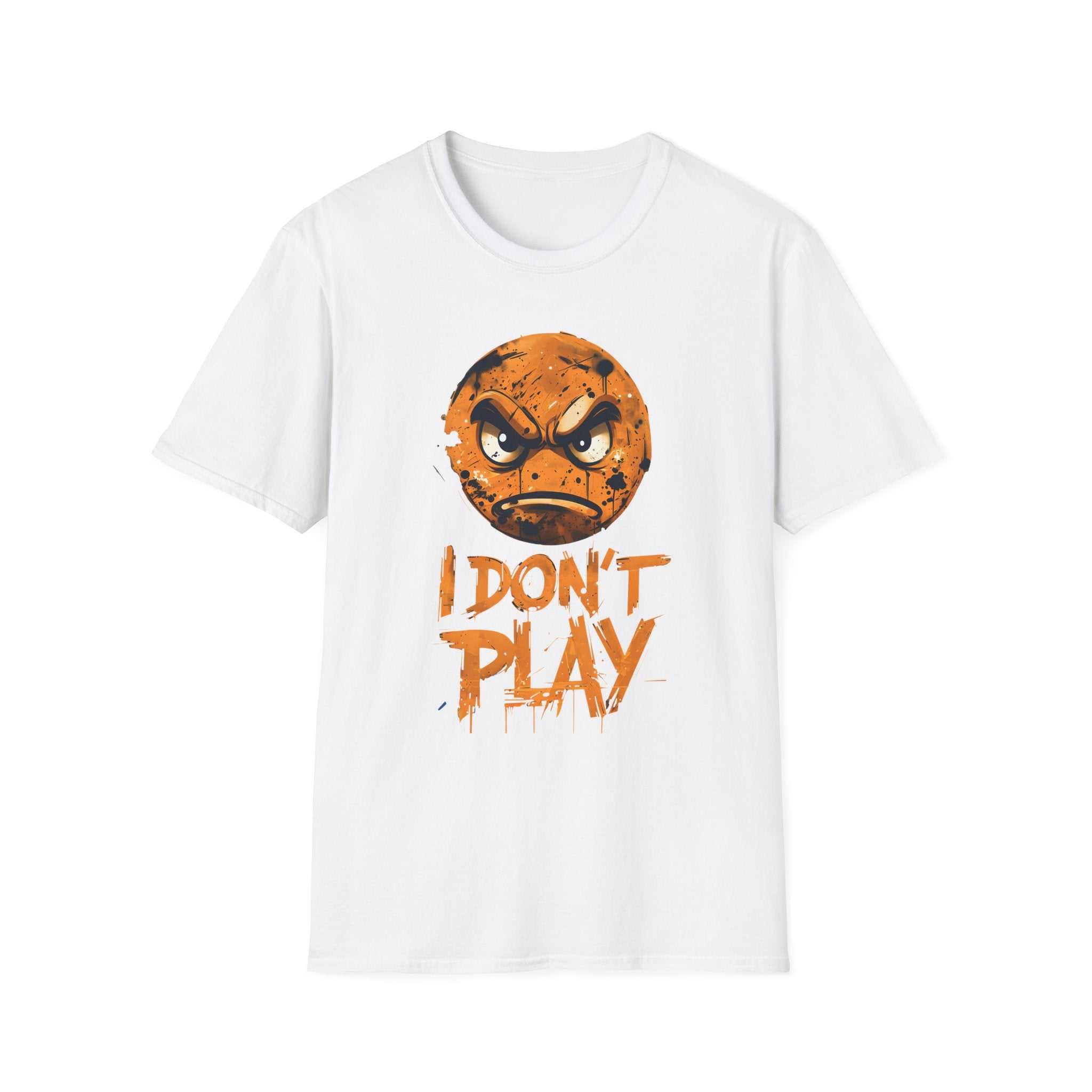 I Don't Play Angry Emoji Graphic T-Shirt, Fun Casual Wear, Gift for Gamers, Birthday Present, Statement Tee, Unisex Softstyle Shirt