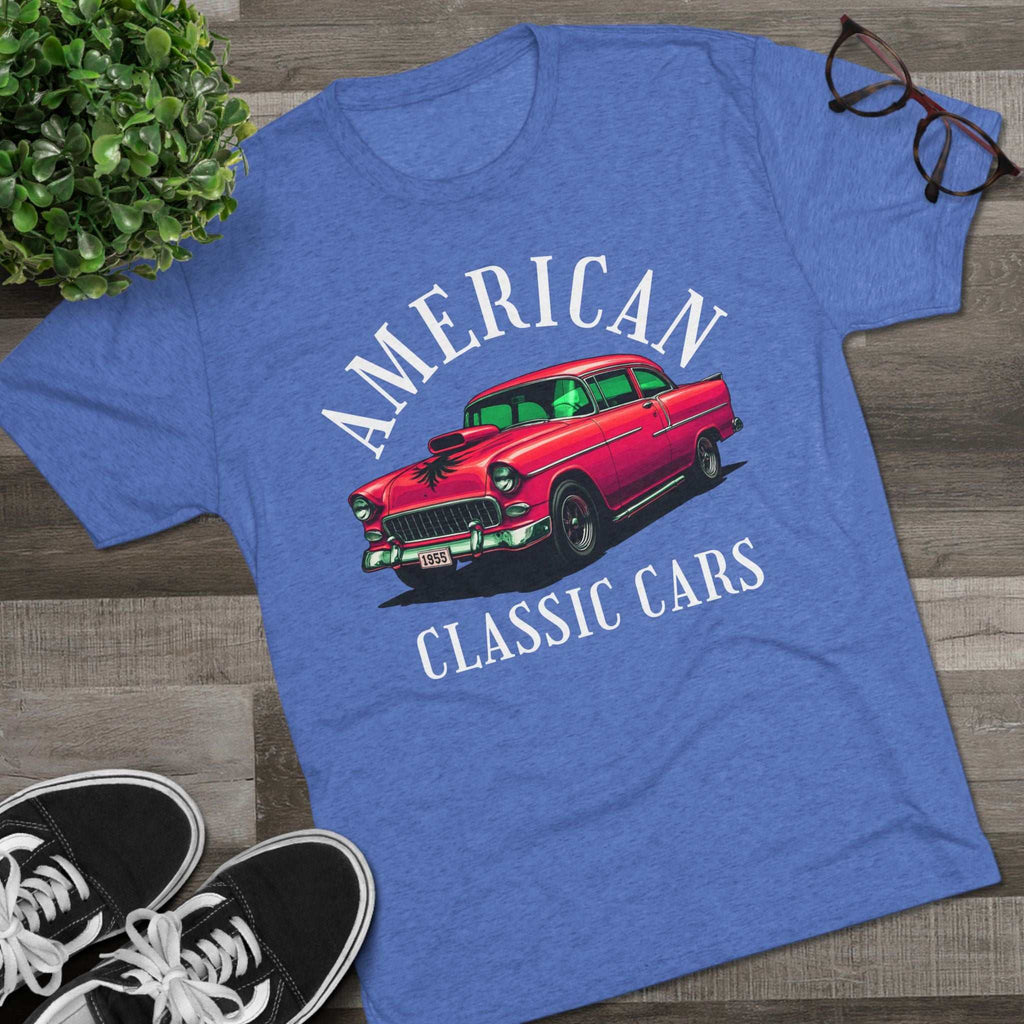 American Classic Cars 55 Chevy Unisex Tri-Blend Crew Tee.