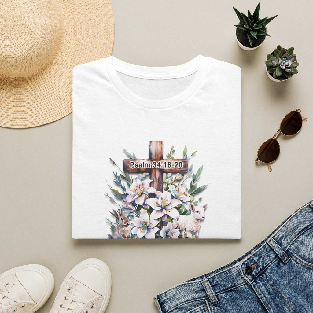 Inspirational Faith T-Shirt, Psalm 34:18-20.