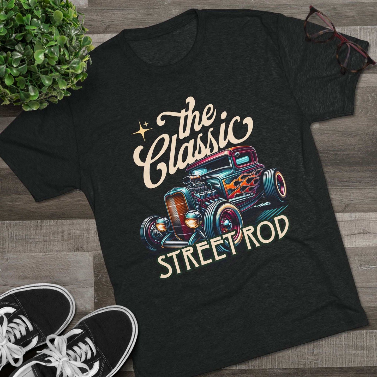 Classic Street Rod Tee — Vintage Hot Rod Car Graphic Shirt. Tri-Blend
