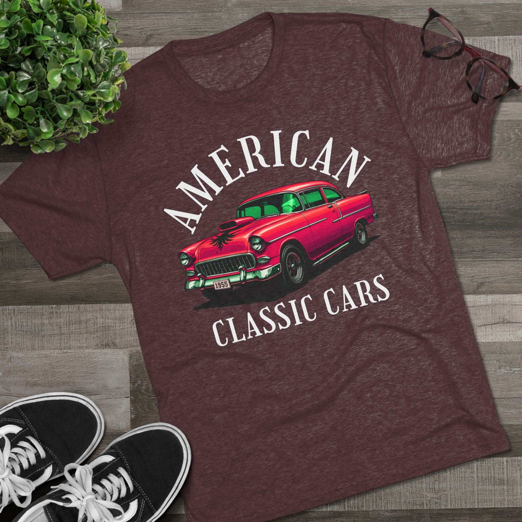 American Classic Cars 55 Chevy Unisex Tri-Blend Crew Tee.