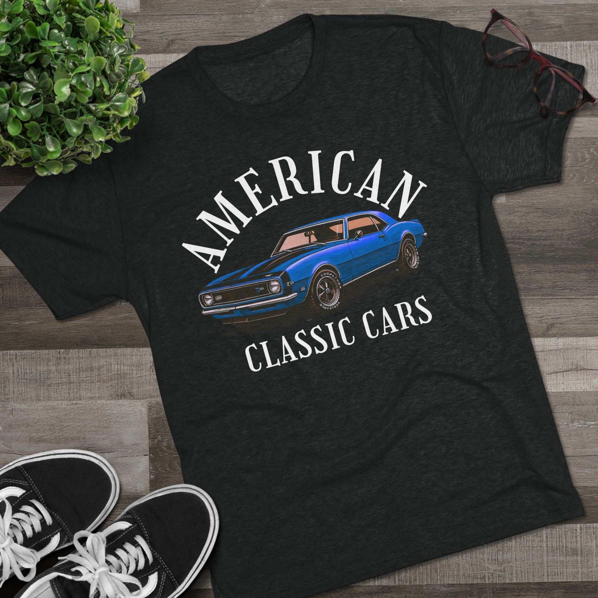 Vintage American Classic Cars Camaro tri-blend tee for car enthusiasts