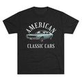 Unisex tri-blend tee featuring American classic cars vintage design for car enthusiasts