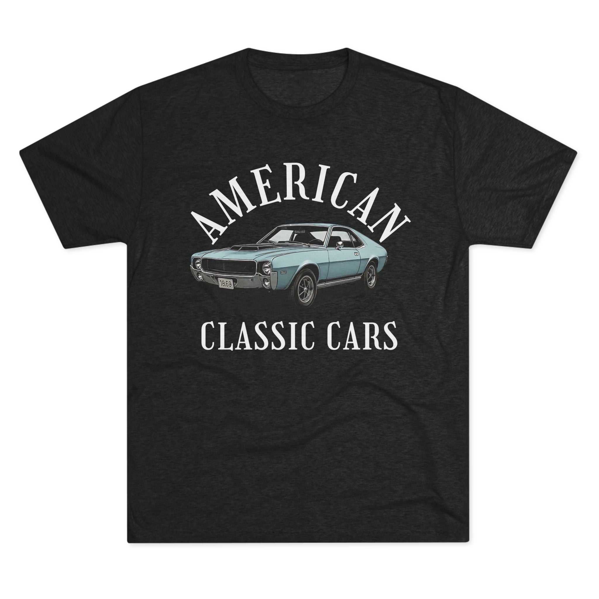Unisex tri-blend tee featuring American classic cars vintage design for car enthusiasts