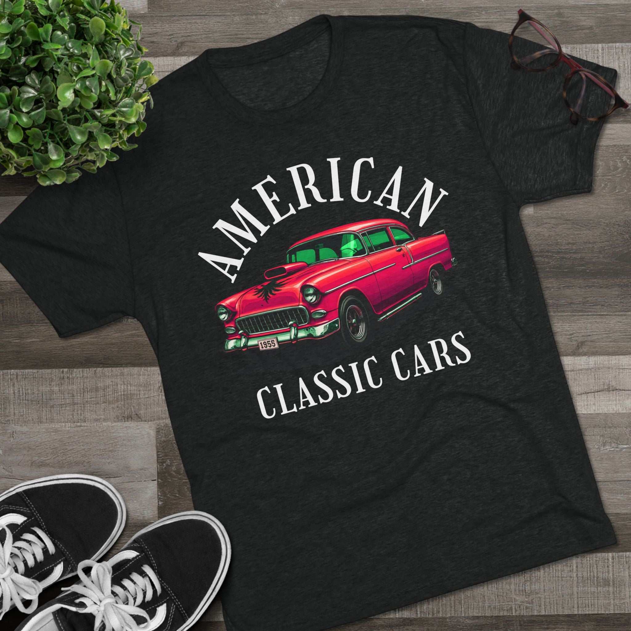 American Classic Cars 55 Chevy Unisex Tri-Blend Crew Tee.