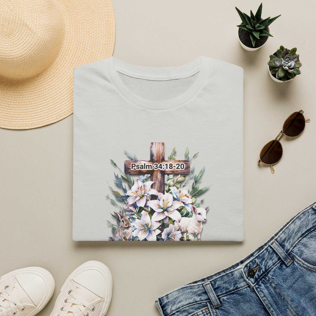 Inspirational Faith T-Shirt, Psalm 34:18-20.