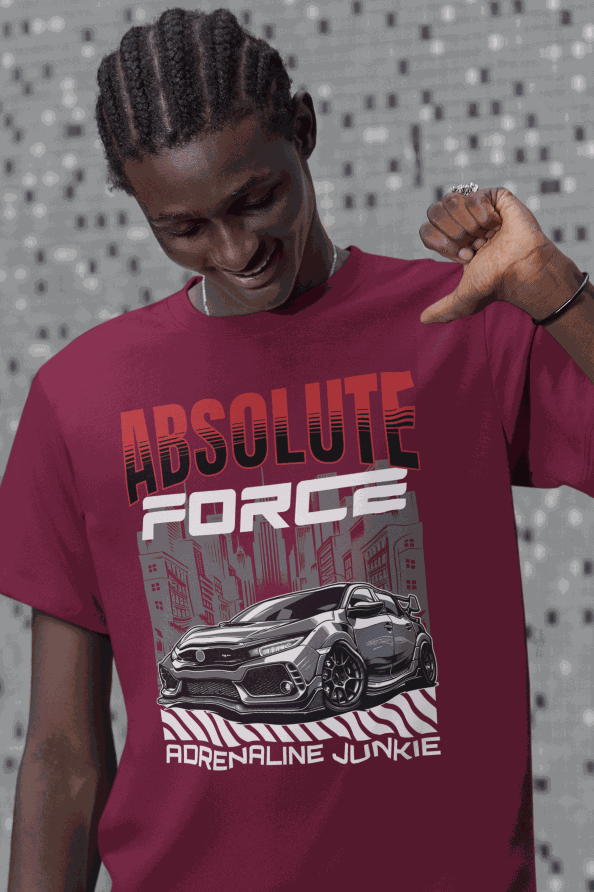 Adrenaline Junkie Graphic Tee, Cool Type-R Shirt.