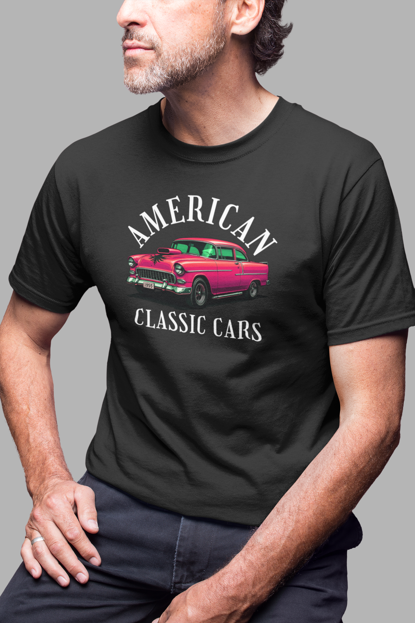 American Classic Cars 55 Chevy Unisex Tri-Blend Crew Tee.
