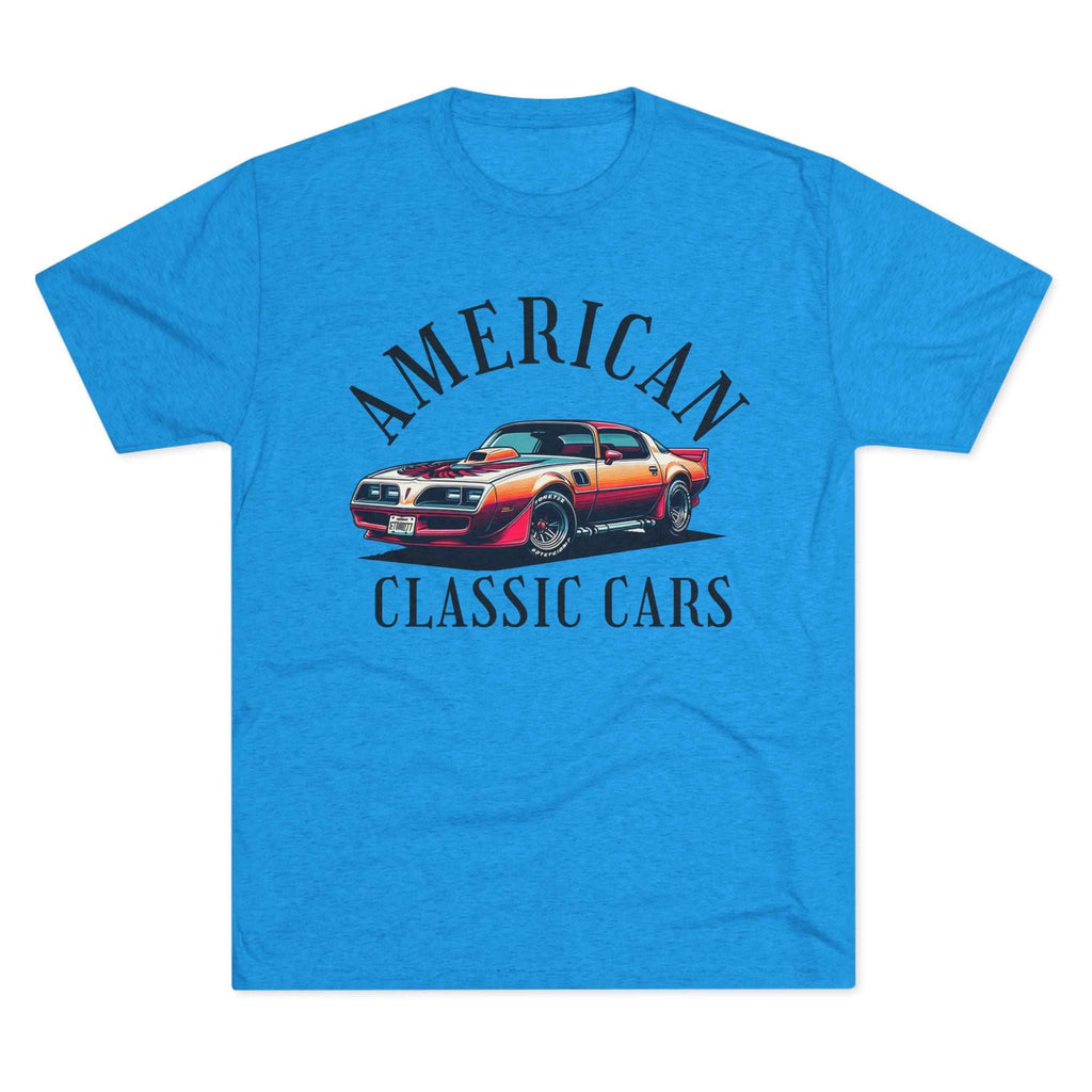 Vintage car shirt featuring American Classic Trans AM design on unisex tri-blend crew tee