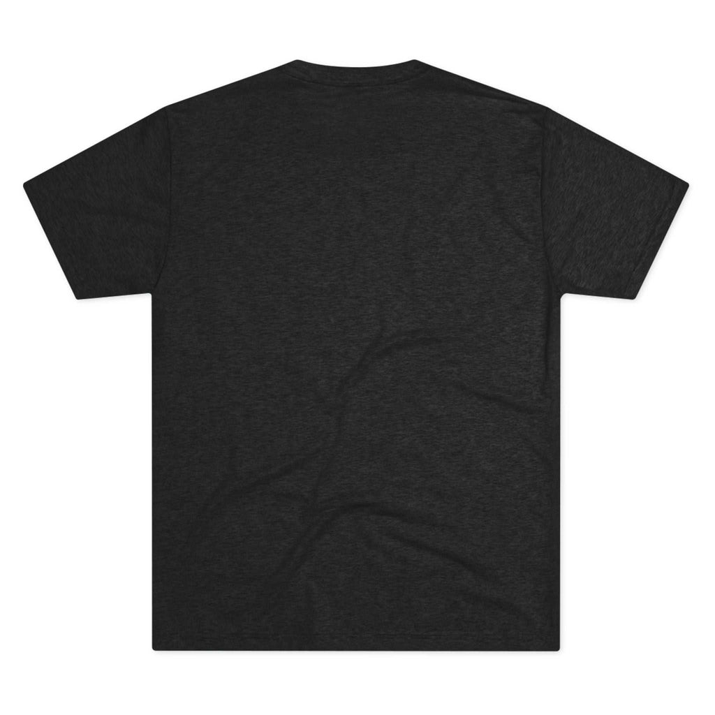 Classic muscle car graphic on charcoal tri-blend t-shirt with muted teal vintage car illustration