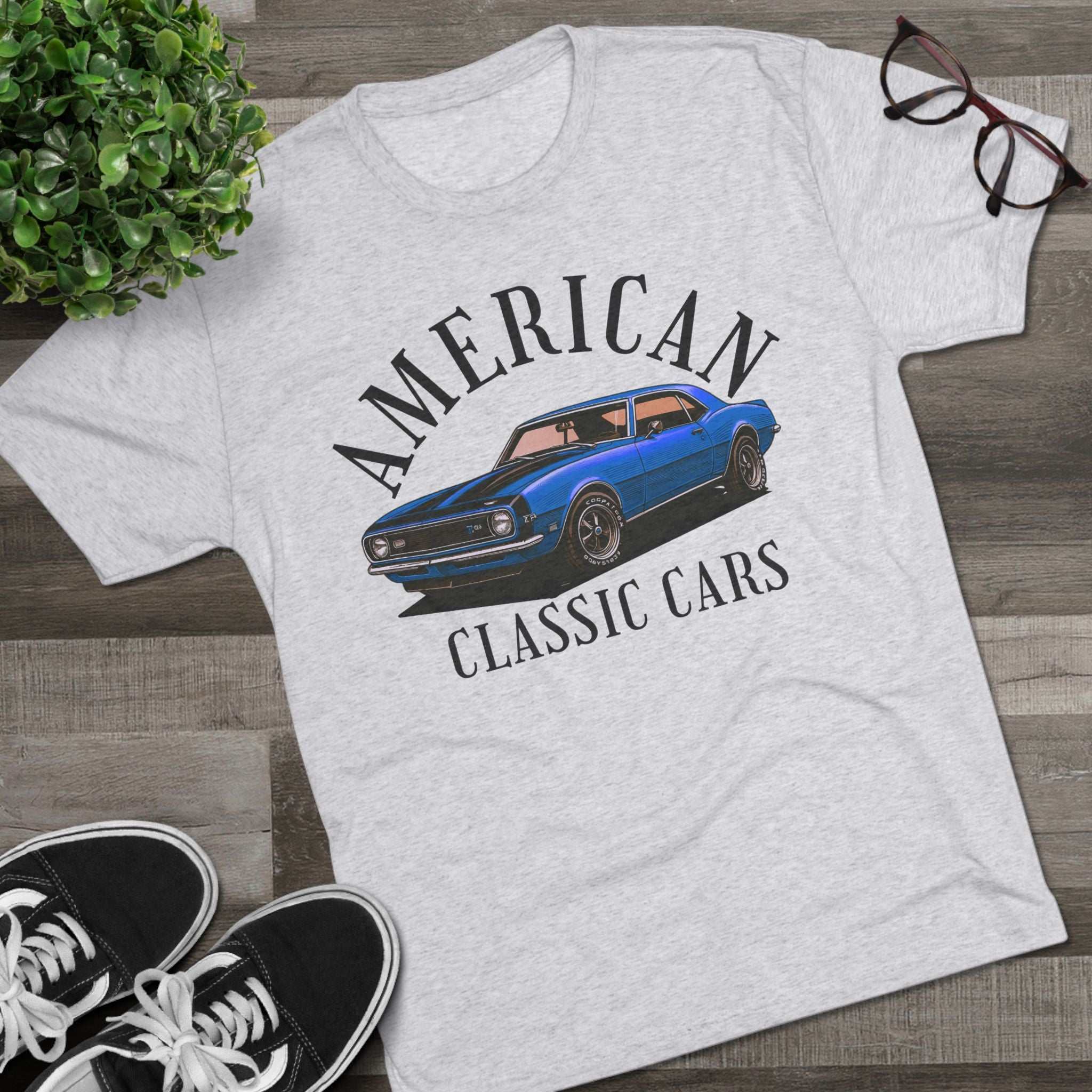 Vintage American Classic Cars Camaro tri-blend tee for car enthusiasts