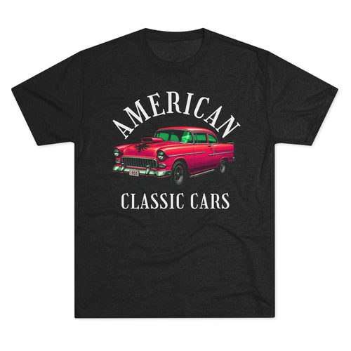 American Classic Cars 55 Chevy vintage unisex tri-blend crew tee for car lovers