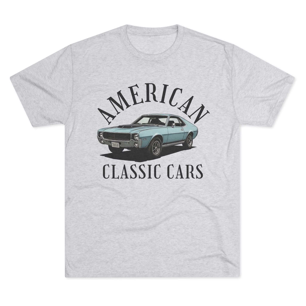 Unisex tri-blend tee featuring American classic cars vintage design for car enthusiasts