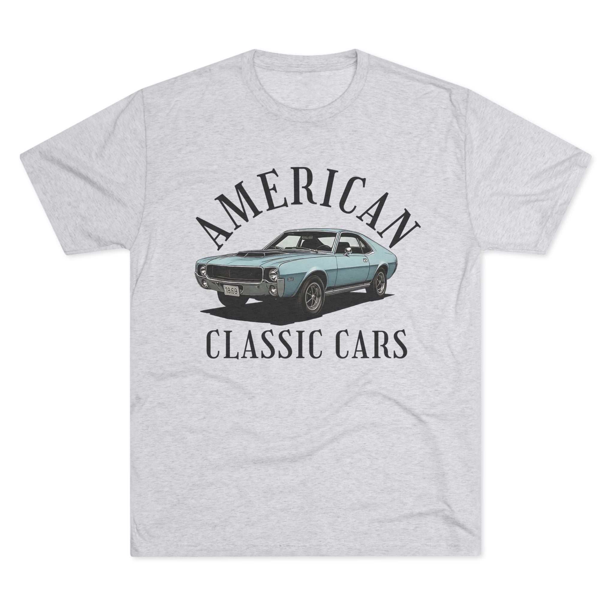 Unisex tri-blend tee featuring American classic cars vintage design for car enthusiasts