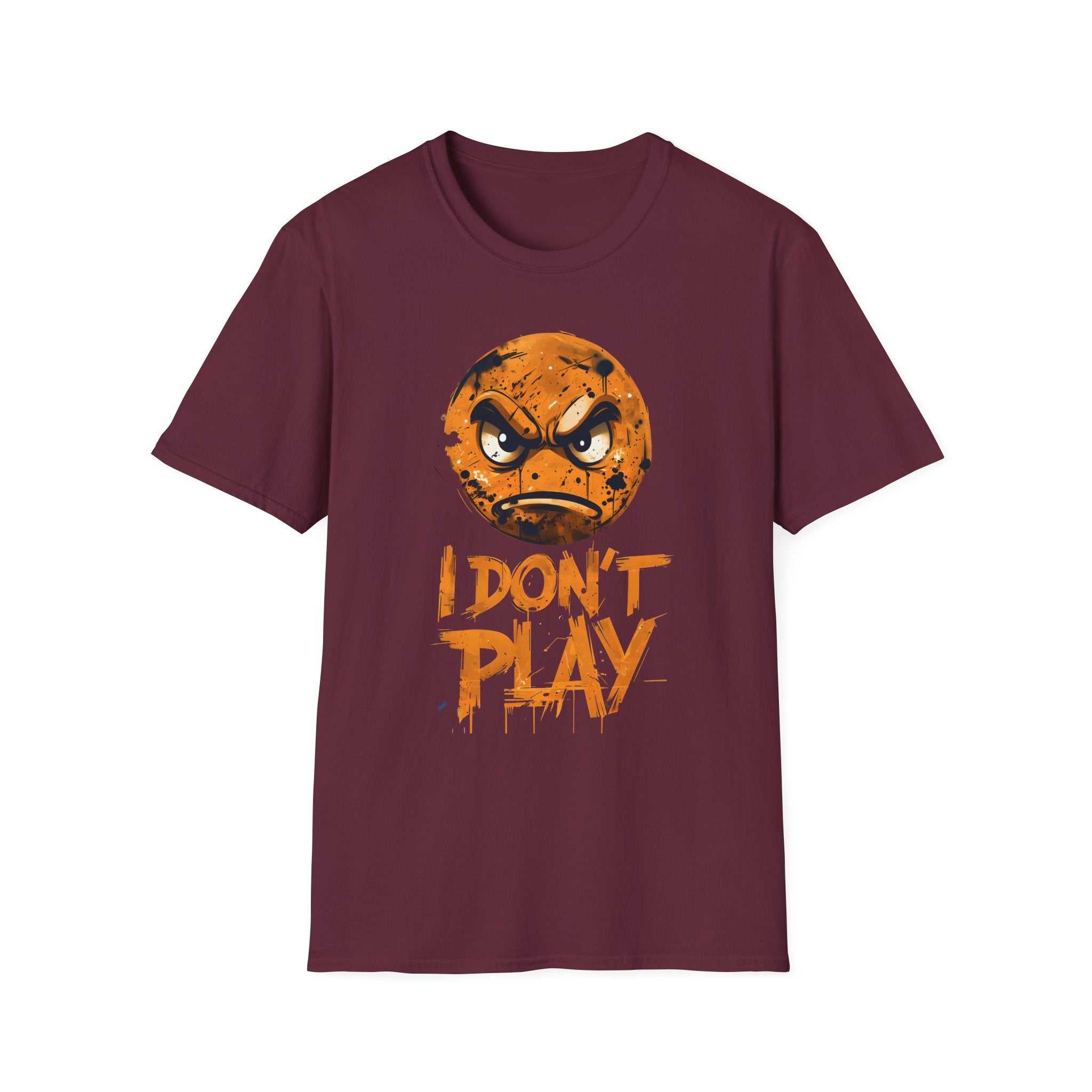 I Don't Play Angry Emoji Graphic T-Shirt, Fun Casual Wear, Gift for Gamers, Birthday Present, Statement Tee, Unisex Softstyle Shirt