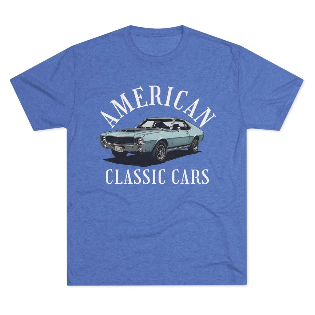 Vintage American Classic Cars tri-blend unisex tee with retro car design