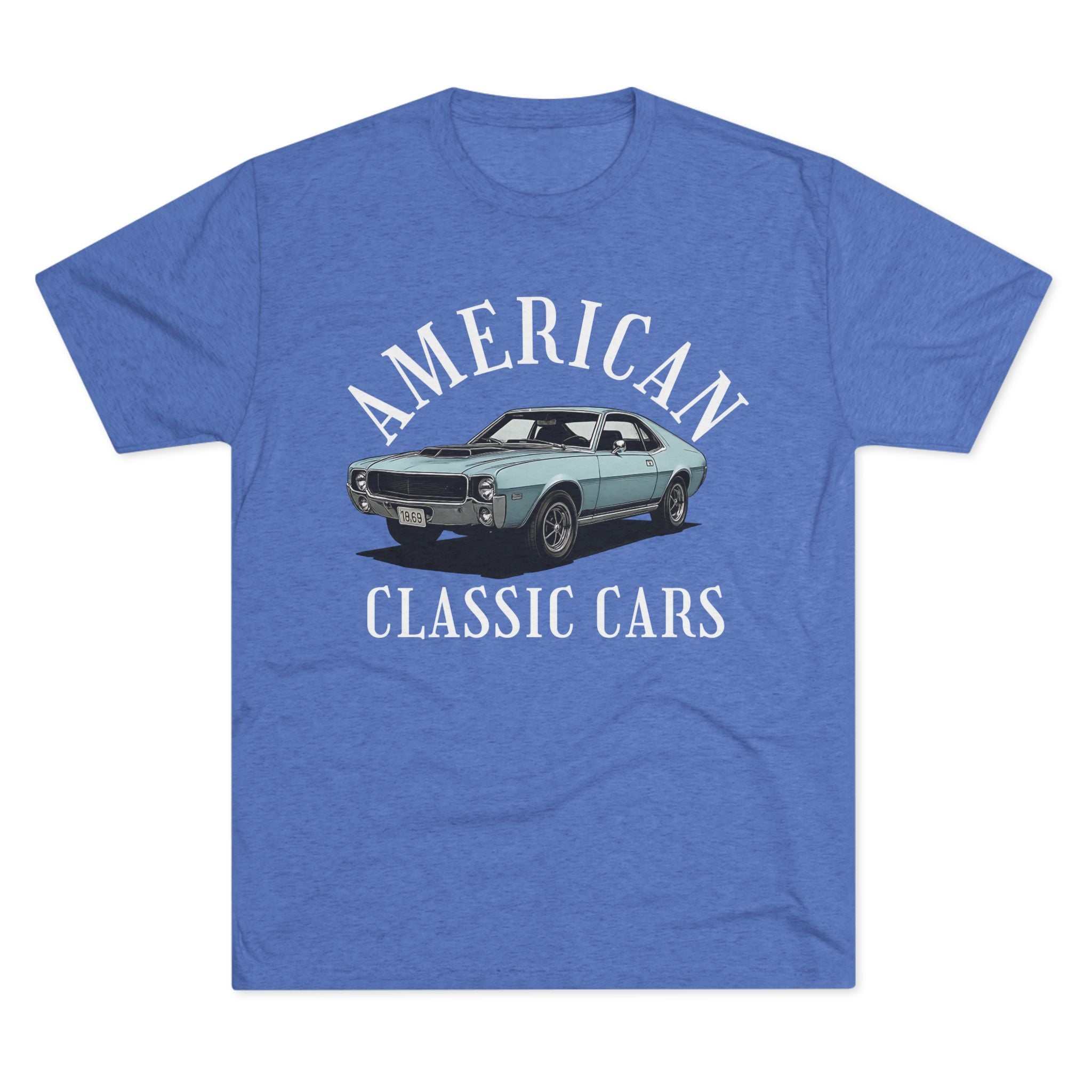 Vintage American Classic Cars tri-blend unisex tee with retro car design