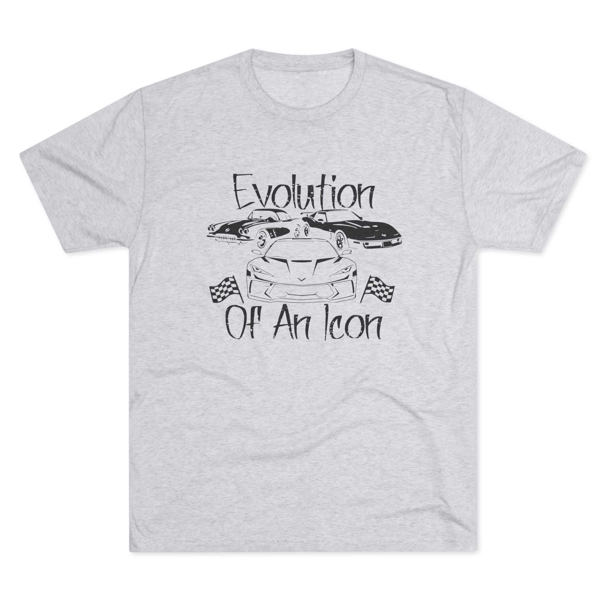 Classic muscle car graphic on lightweight tri-blend charcoal t-shirt with muted teal vintage design