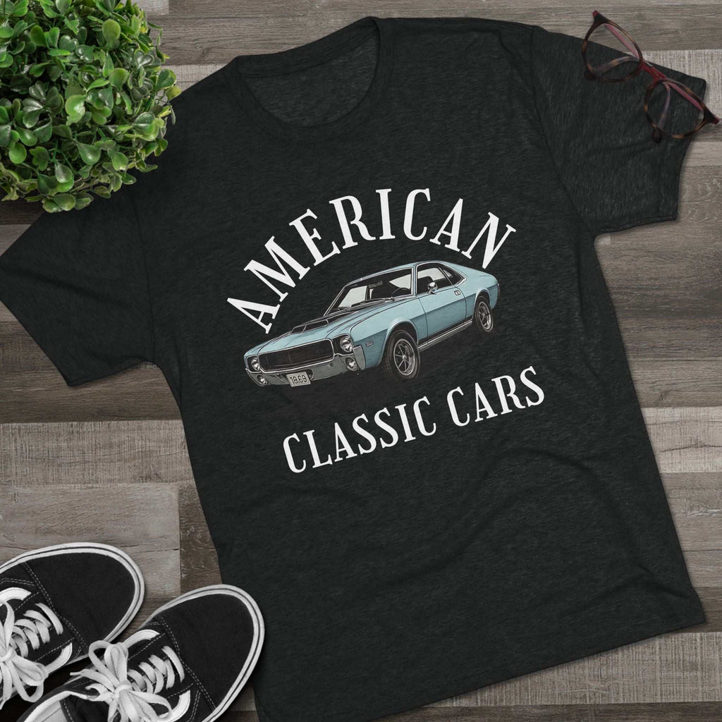 American Classic Cars vintage tri-blend unisex t-shirt with retro car design