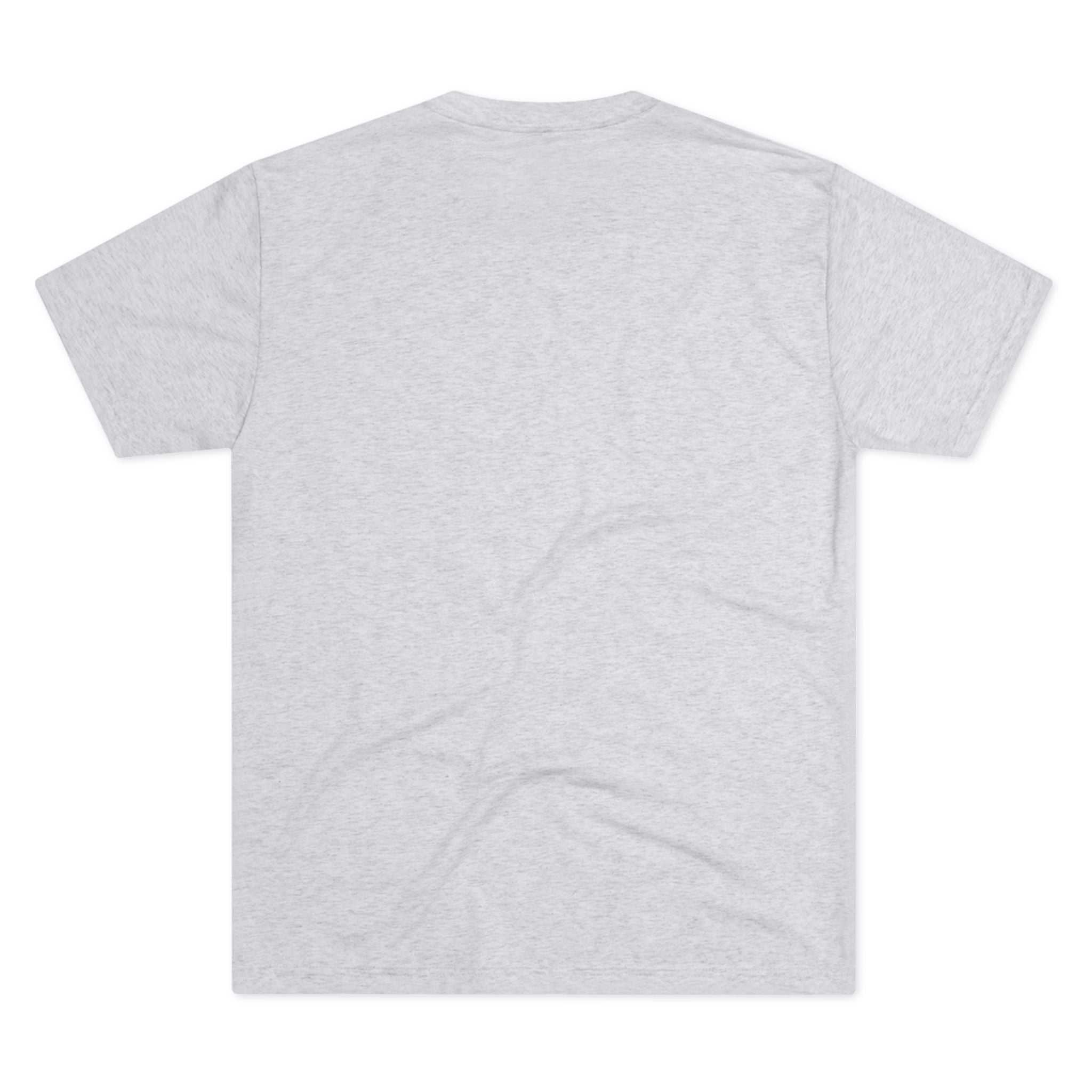 Charcoal tri-blend t-shirt with muted teal vintage classic muscle car graphic on chest