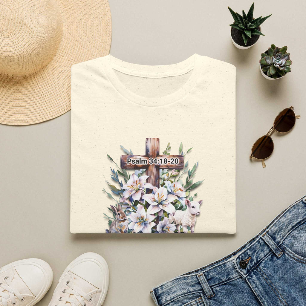 Inspirational Faith T-Shirt, Psalm 34:18-20.