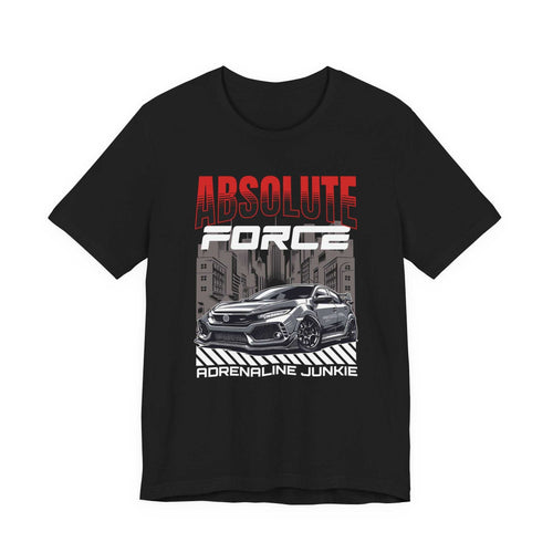 Adrenaline Junkie Graphic Tee unisex short sleeve shirt with bold high-speed adventure design