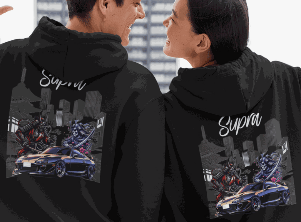 Black Shadow Samurai Supra heavyweight pocket hoodie with zipper and hood, unisex casual sporty thick fabric sweatshirt
